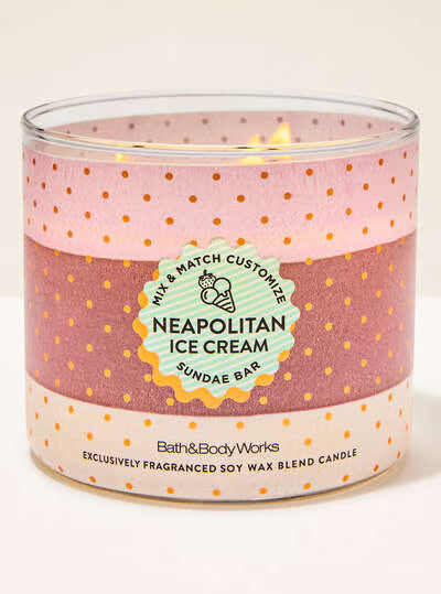 Neapolitan Ice Cream 3-Wick Candle