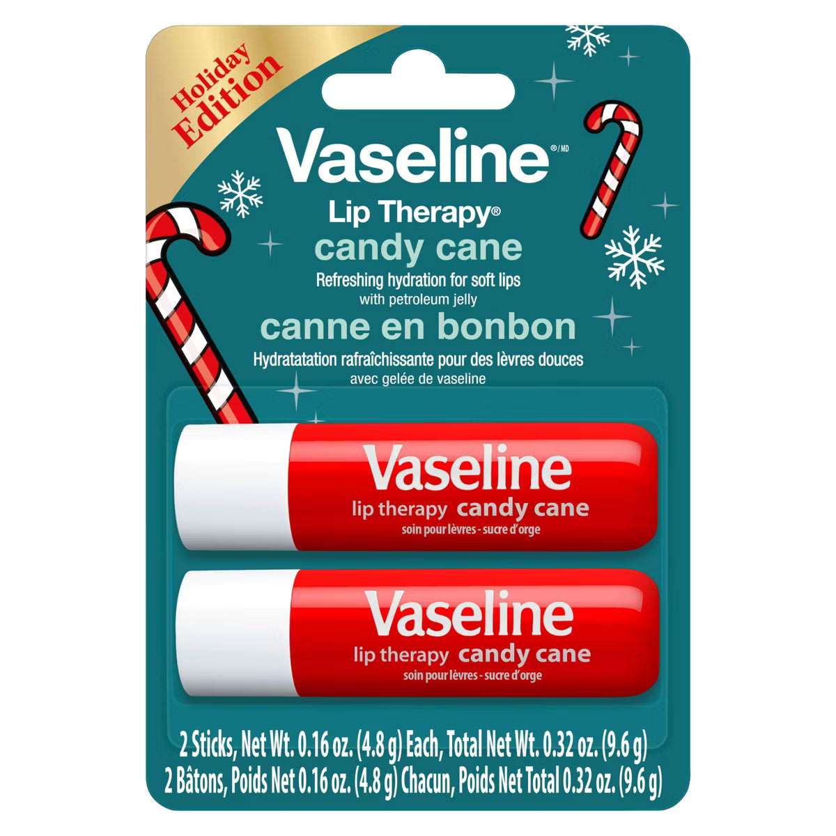 Vaseline Candy Cane Lip Balm 2-pack