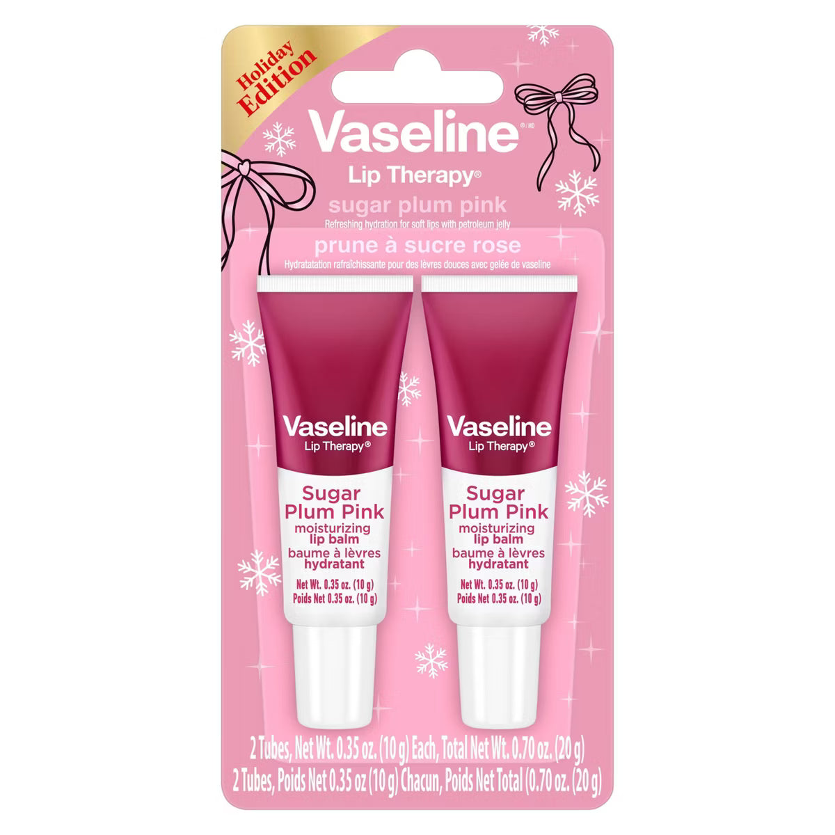 Vaseline Sugar Plum Pink Lip Balm 2-pack