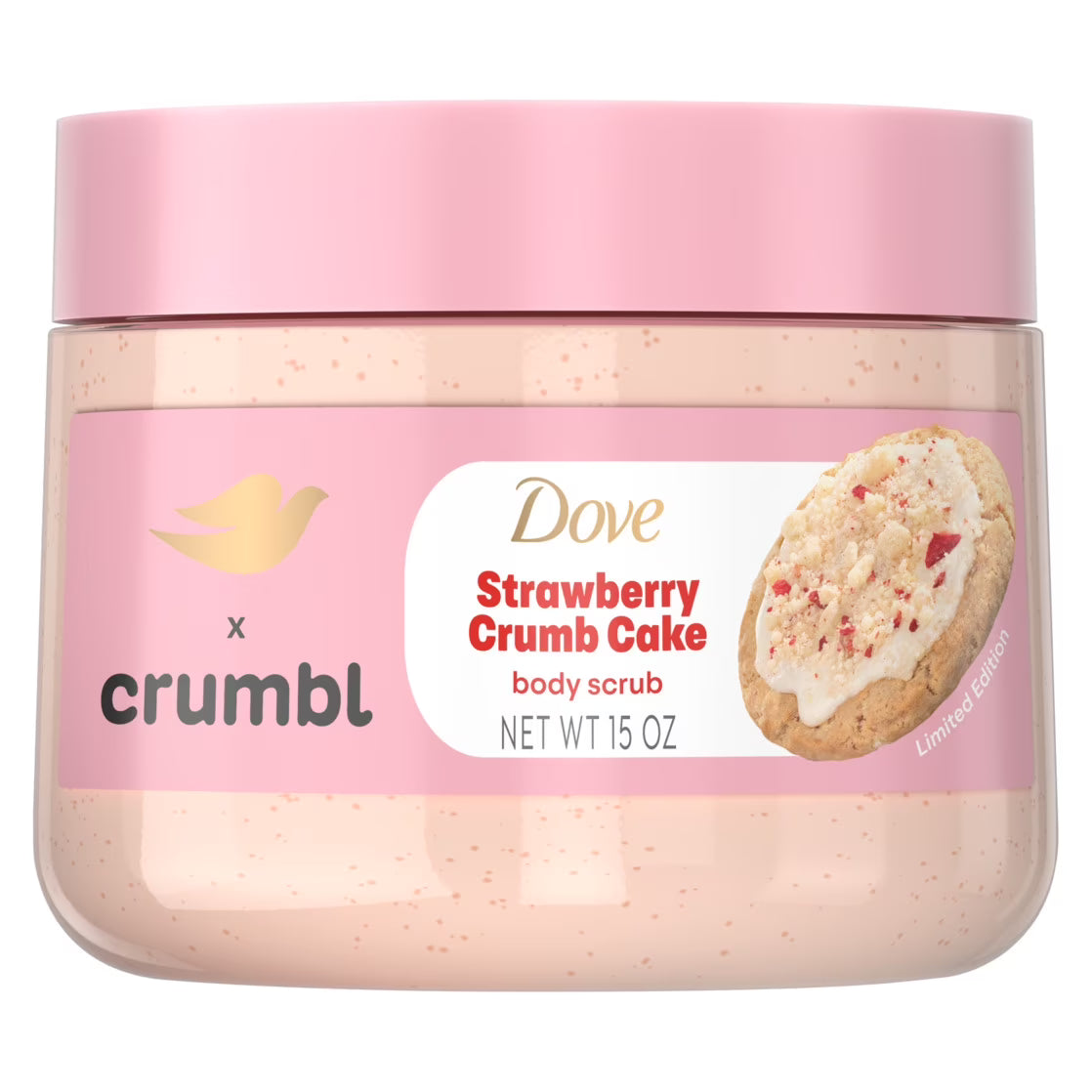 Dove x Crumbl Scrub Strawberry Crumb Cake