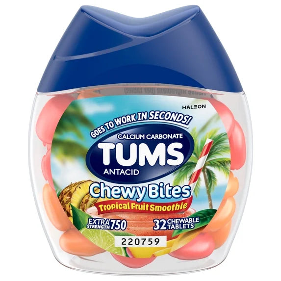 Tums Antacid Chewy Bites Tropical Fruit Smoothie (32 tablets)