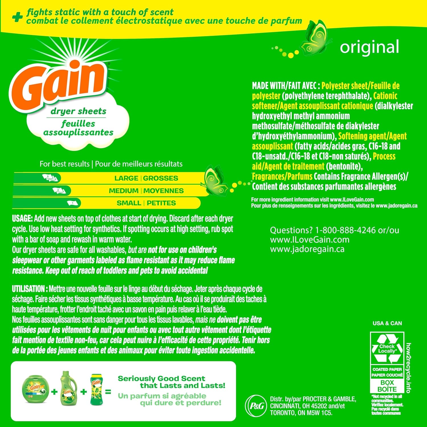 Gain Dryer Sheets Original Scent (120 sheets)