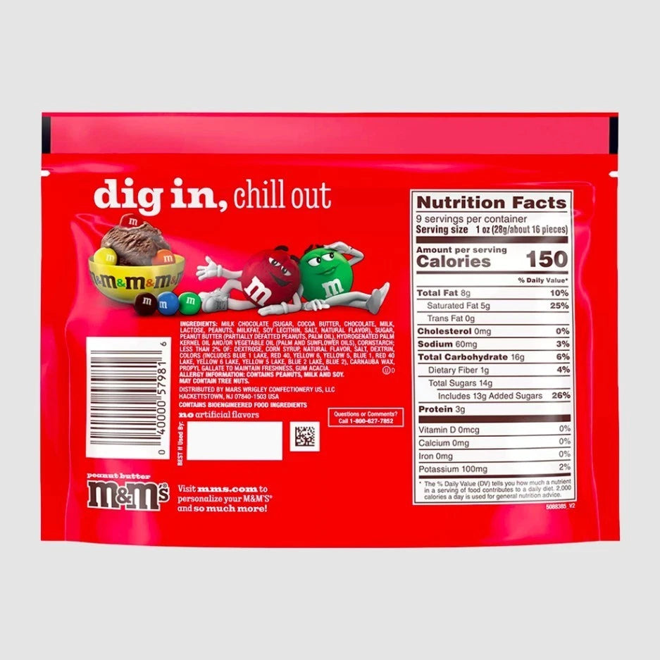 M&M's Chocolate Candies Sharing Size Peanut Butter Milk Chocolate 9.0 oz