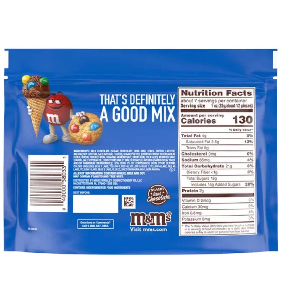 M&M'S Pretzel Milk Chocolate Candy, Sharing Size, 7.4 oz Resealable Bag