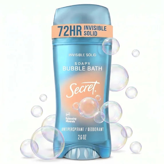 Secret Invisible Solid Deodorant Soapy Bubble Bath 2.6 oz