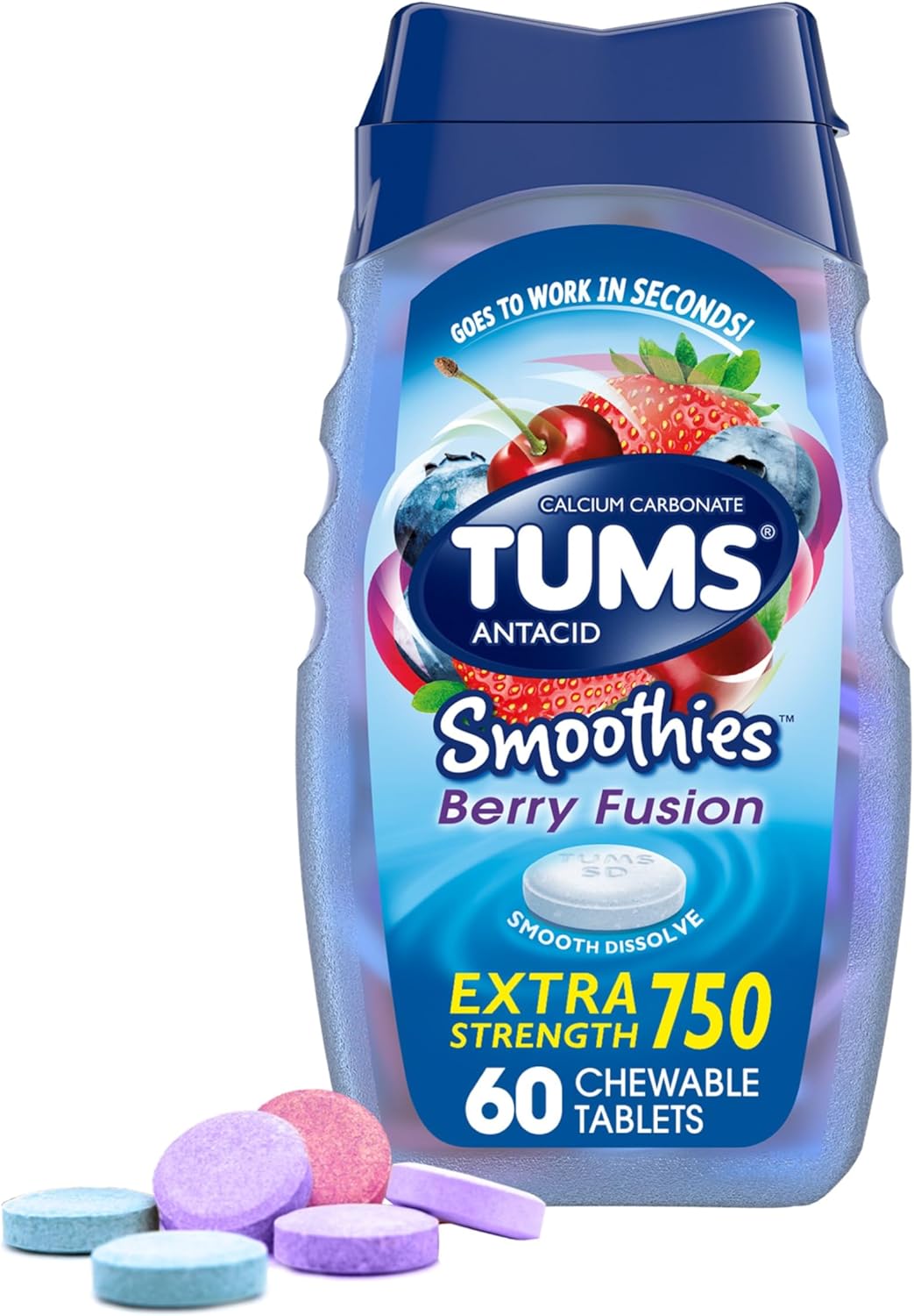 Tums Extra Strength Antacid Smoothies Berry Fusion