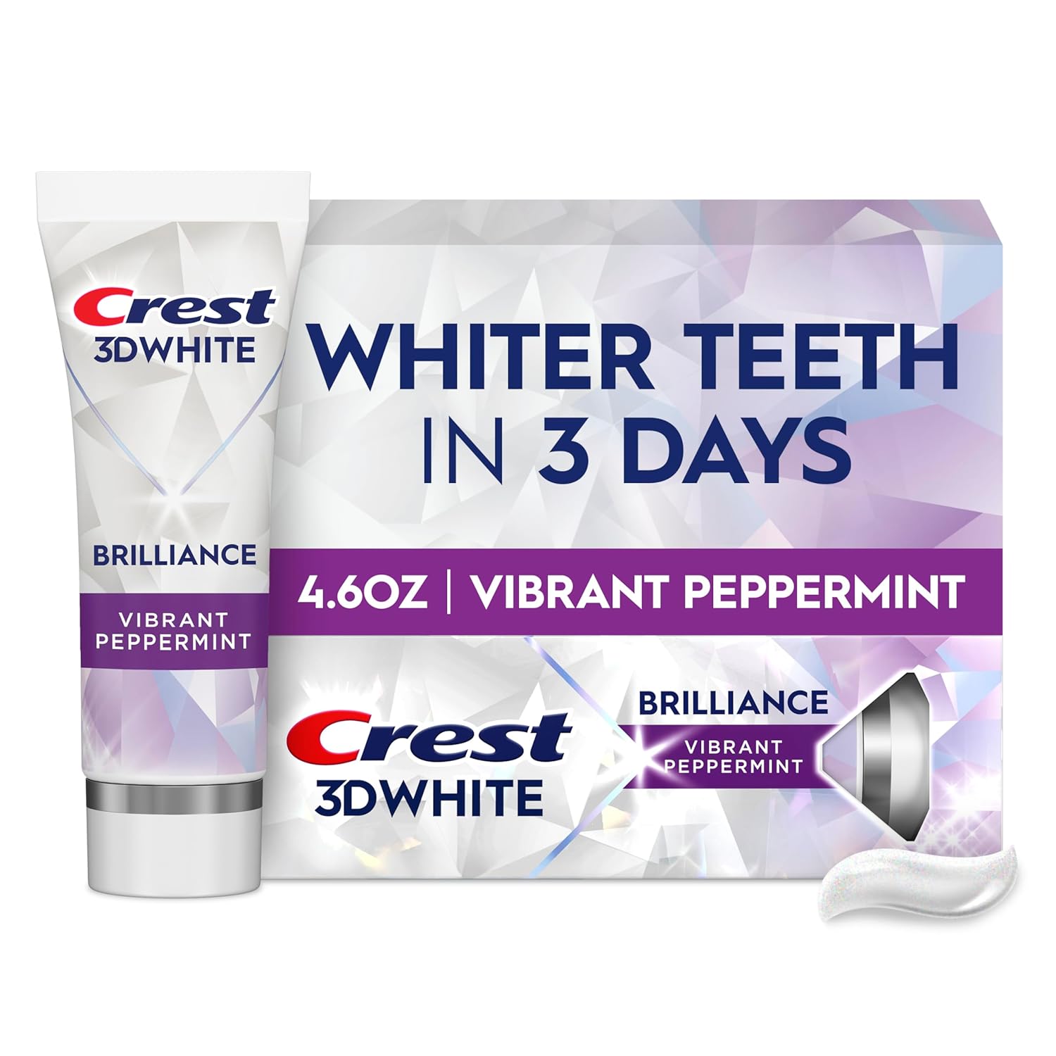 Crest Brilliance Toothpaste Vibrant Peppermint, 4.6oz (XL tube)